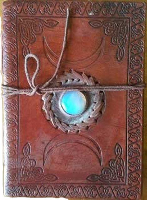 Triple Moon Gemstone Eye 5 X 7 Cute Hand Tooled Leather Sketchpad Journal Notebook Custom Logo Spiral Printed Gift