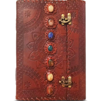 THE EMBODIED TALES: a Lustrous 7 Stone Chakra Embossed Handmade Leather Journal |Refillable Vintage Leather Daily Diary Notebook
