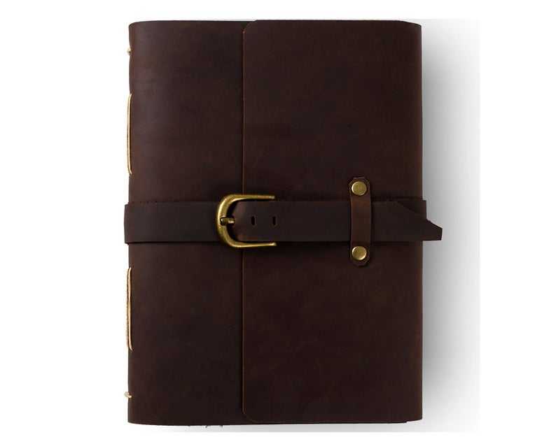 Premium Handmade Deckle Edge Paper Diary with Antique Bras Buckle Leather Bound Journal Large Writing Notebook OEM & FBA Product
