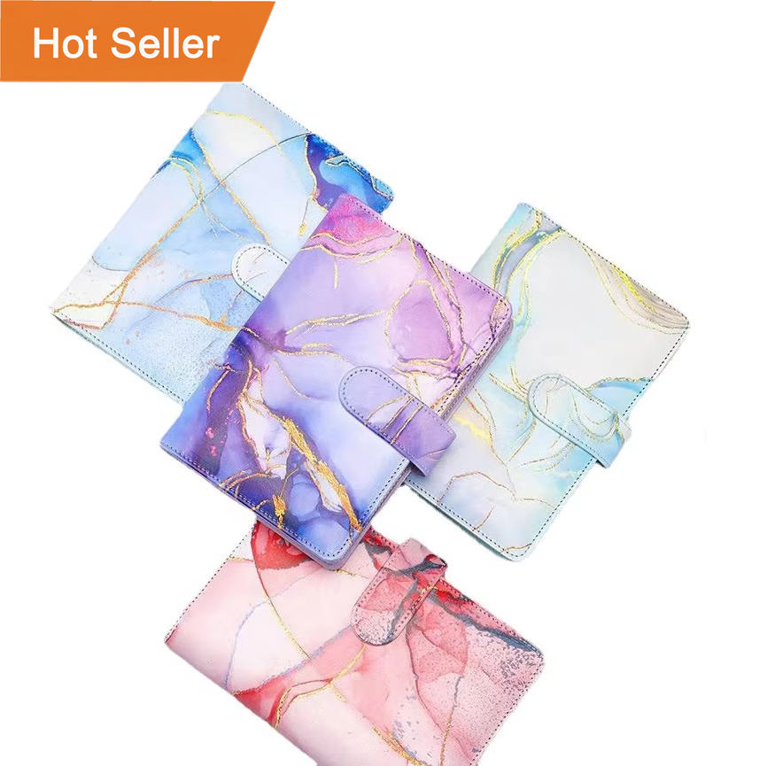 Luxury Custom A6 Ring Binder Planner Leather Journal Diary Loose Leaf Notebook A4 Cash Stuffing Budget Planner