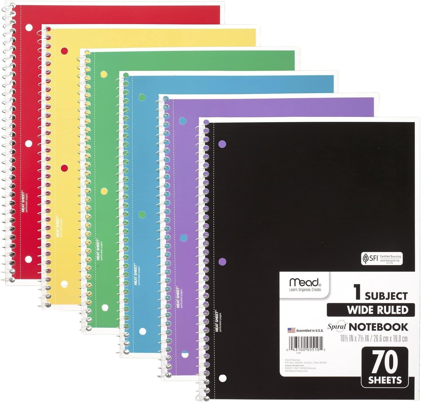 Spiral Notebook, 1-Subject, Graph Ruled Paper, 10-1/2" X 8", 100 Sheets, Green