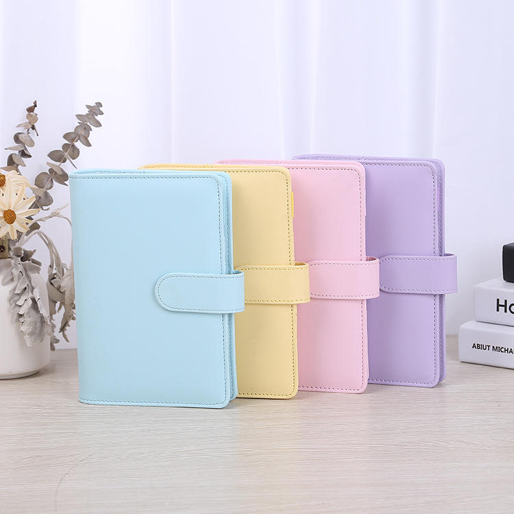 Macaron PU Leather 6 Rings Loose-leaf Binder Spiral Notebook Folder Agenda Planner Organizer Journal Customize Stationery A6 A5