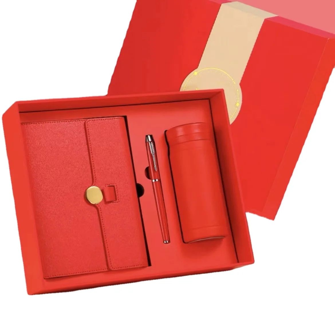 Ready to Ship A5 Pu Leather Notebook Red with Pen Holder and Elastic Closure