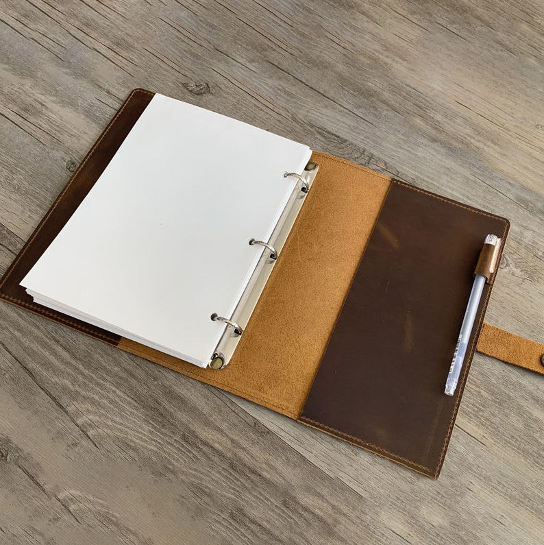 Genuine Leather A9 Size Ring Planner with 3 Hole Binder Crazy Horse Leather Mini Notebook Retro Portable Notepad Diary Wholesale
