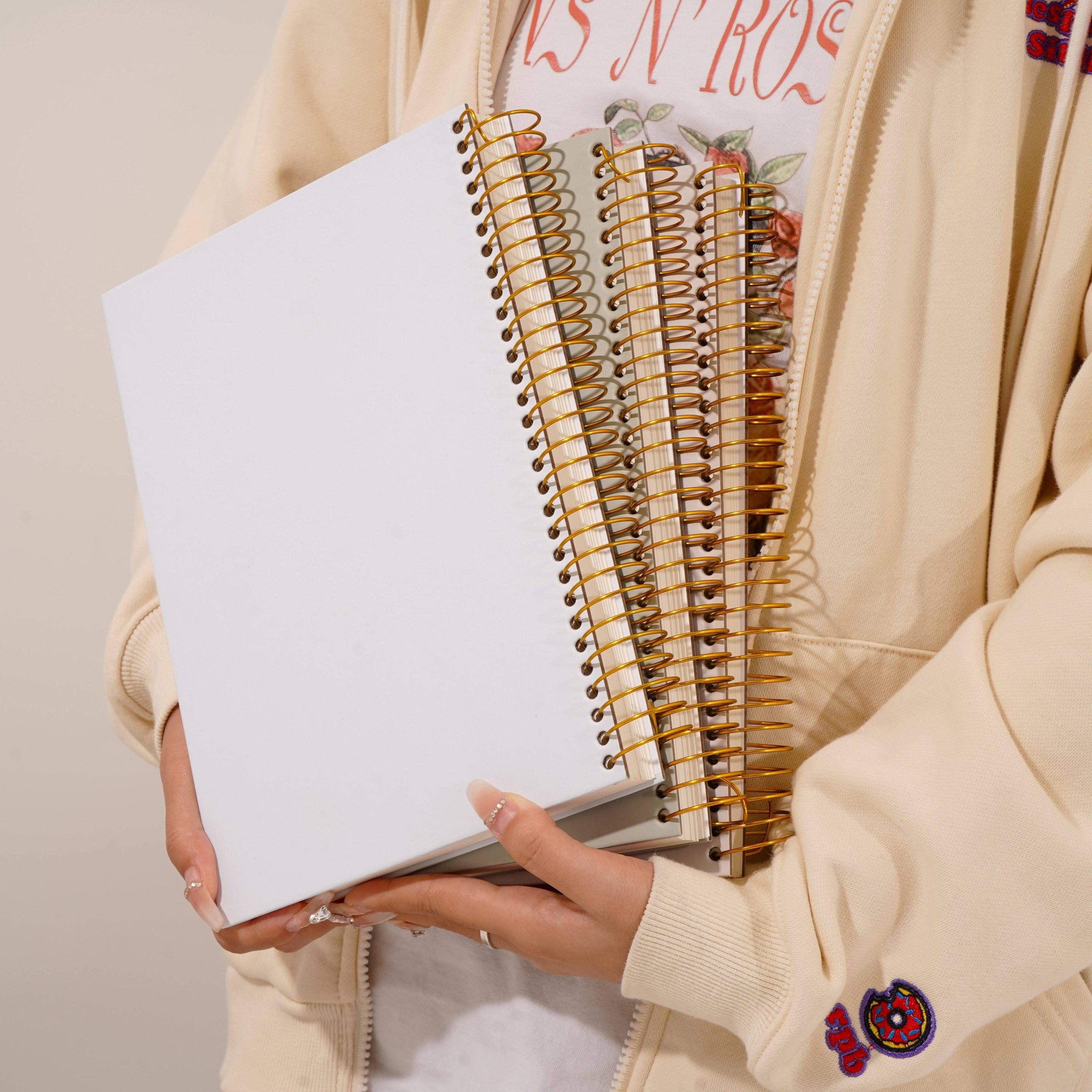 7 x 10 B5 Size Hardcover Spiral Notebook Fabric Cover Journal for Students with Thread Sewing Binding