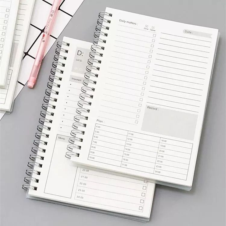 Cute Fox Custom Cover Kawaii Spiral Notebook Narrow Ruled Thick Top Banded Grid Square Planner for Students Hardcover Paper