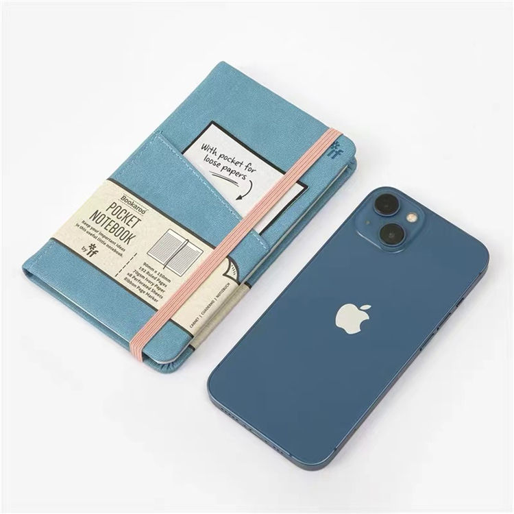 Wholesale Small Business Notebook A6 A7 Casual Glue Bound Wireless with Flap Pocket Strap Insert Leather Cover Customizable Logo