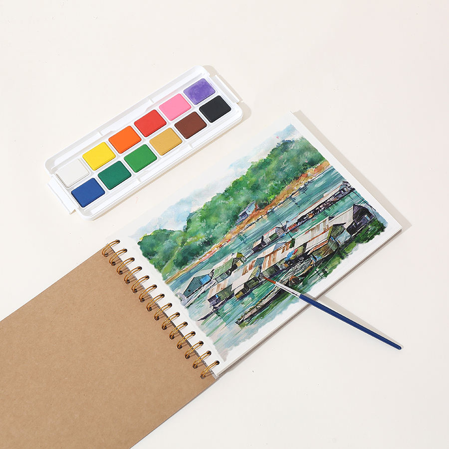 Wholesale Custom Logo Cover Artist Spiral Sketchbook Drawing Watercolor Diy Blank Leaf Thickened Paper Art Class