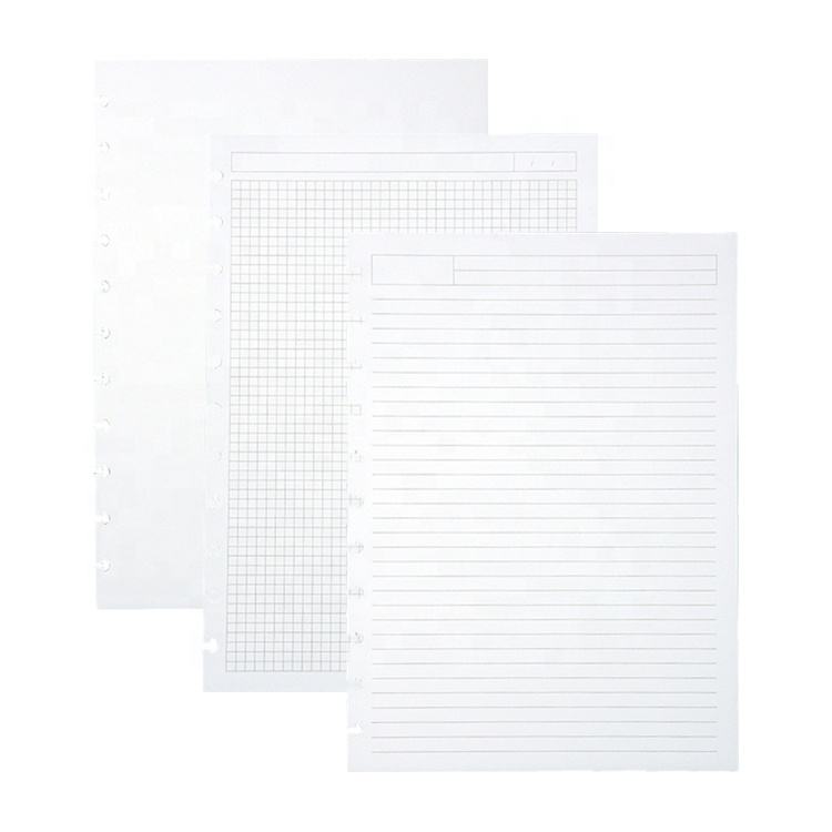 A5 6 Hole Blank Refill Paper Refillable Inserts Loose Leaf B5 9 Ring Binder Paper Notebook Planner Filler Paper
