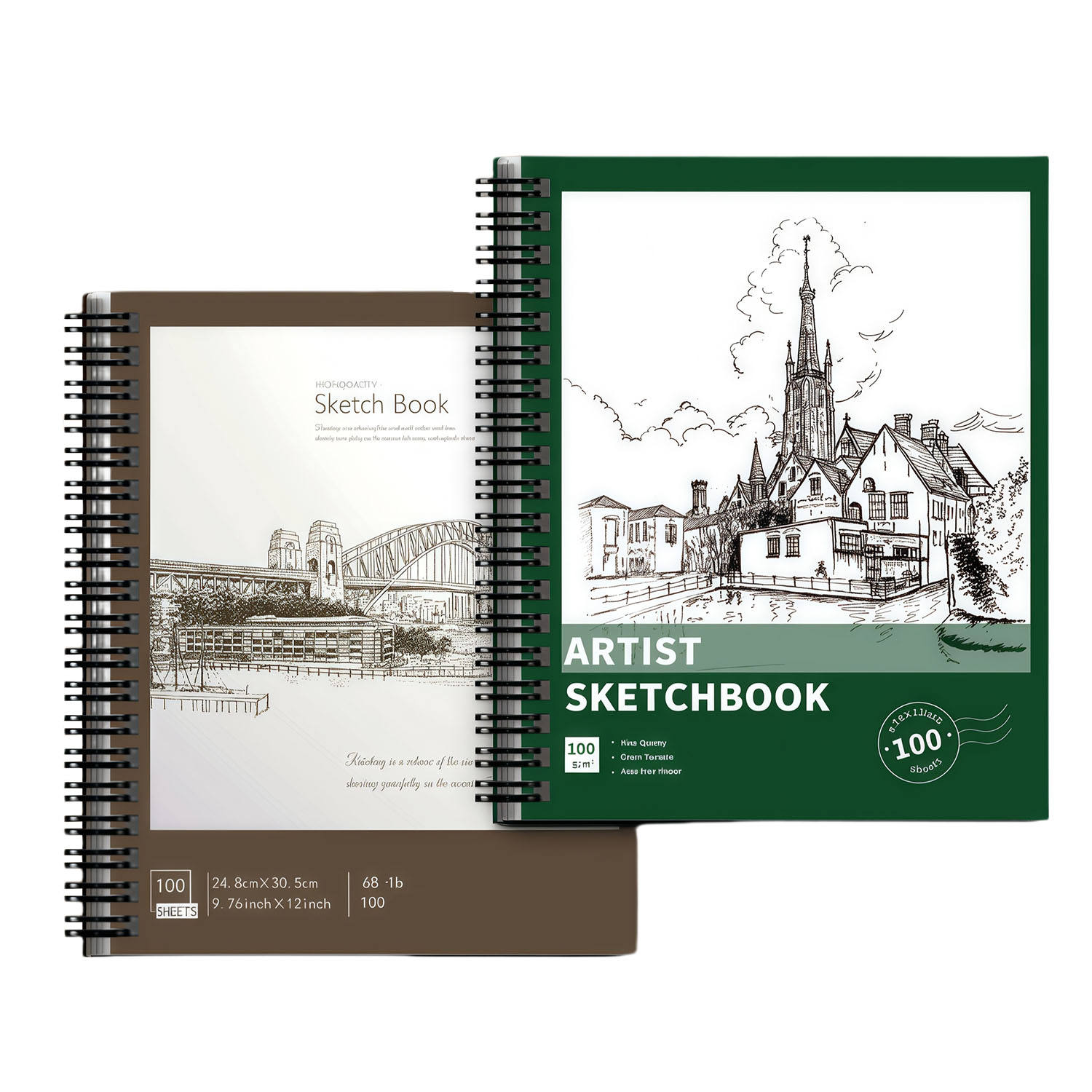 Sketchbook 100 Sheets Real 9x12 Inch 100gsm Spiral Bound Custom Sketch Paper Pad for Artist Student Drawing Sketching