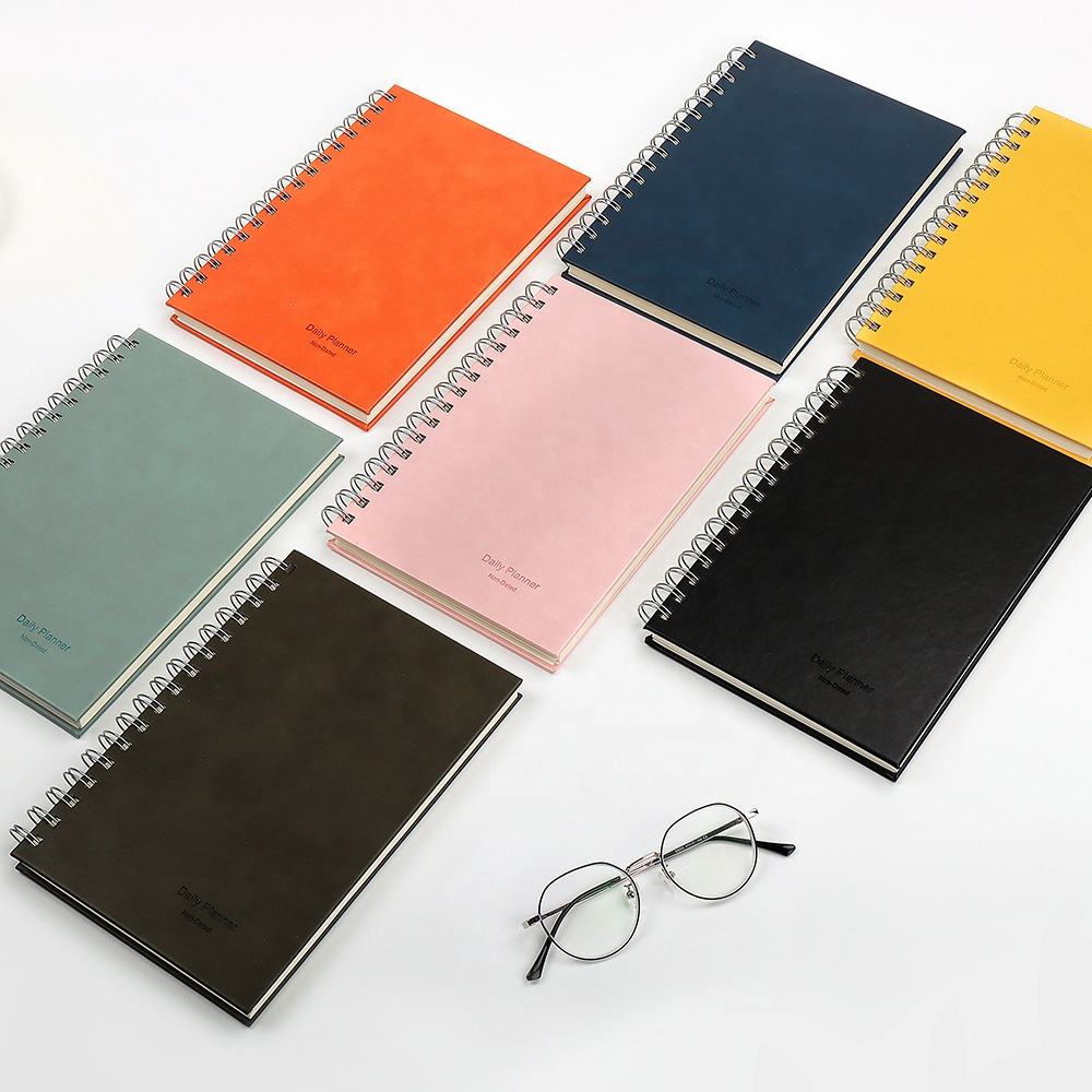 Free Samples Cardboard Cover A4 A5 Custom logo Non Dated Day Daily Spiral Planner Notebook