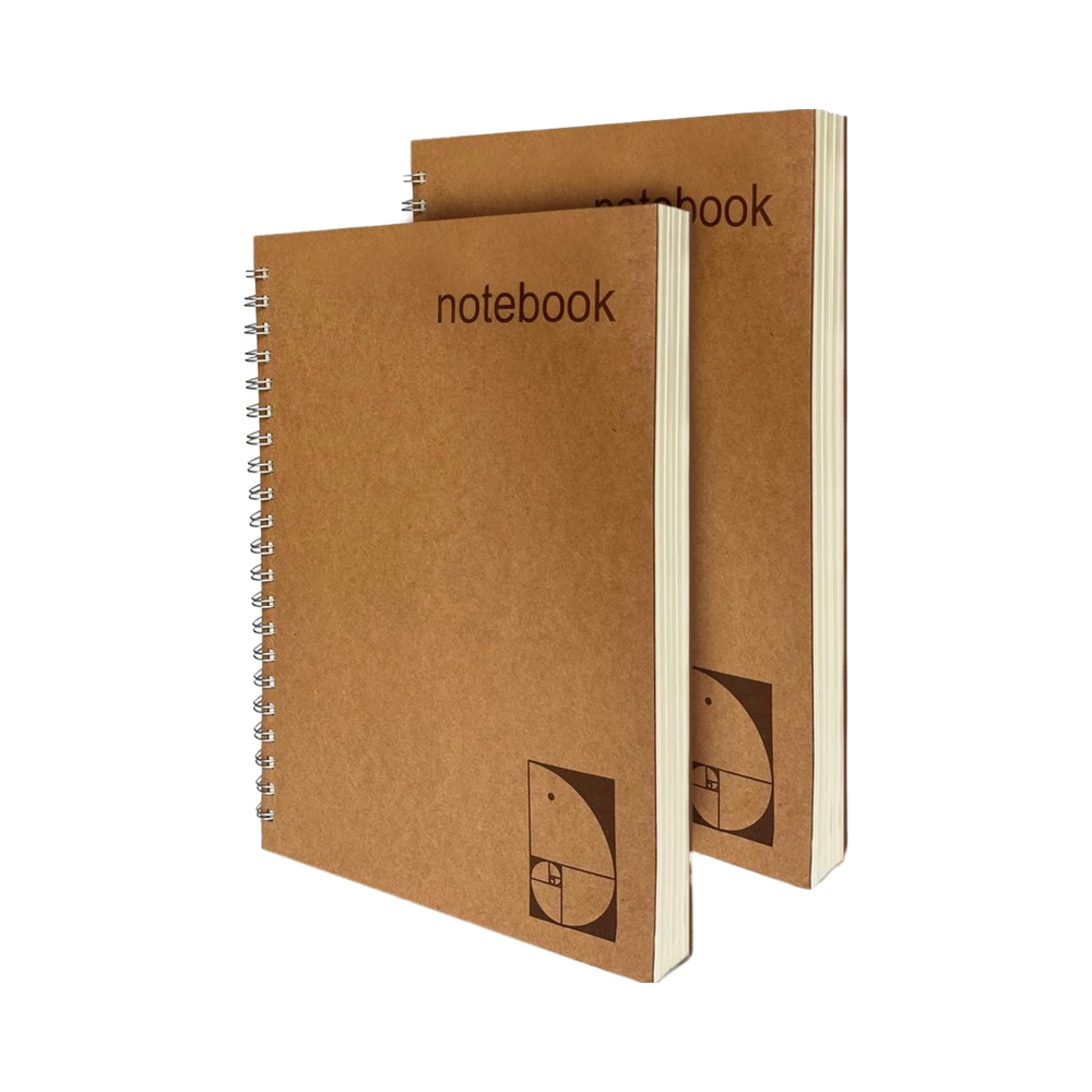 Le Vent 2-Pack A4 Grid Paper Large Spiral Notebook 8.5 x 11 Inch 100gsm Thick Square Graph Quad Ruled 200 Pages Leather Lay Flat