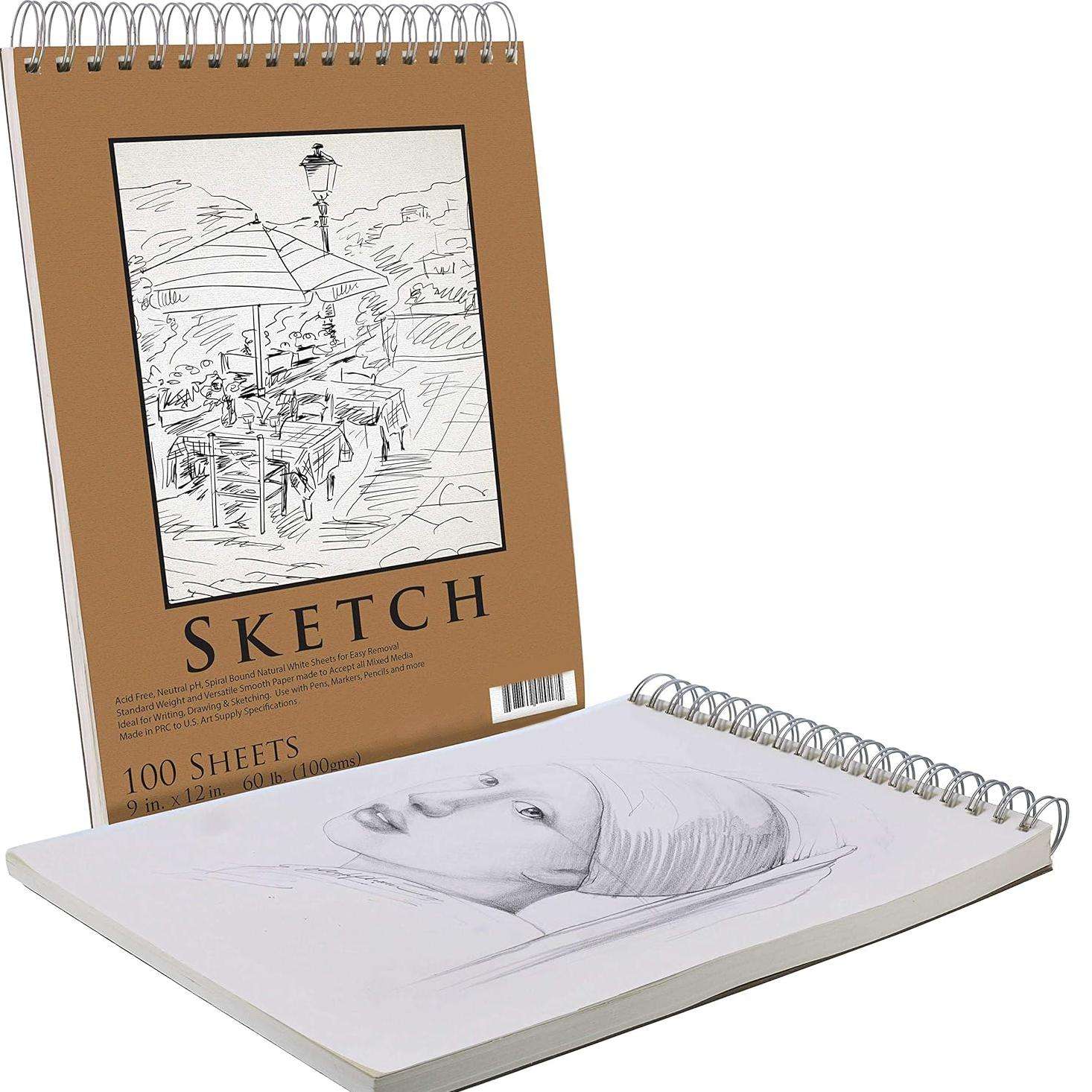 LISI A4/8K Size Top Spiral Bound 60 Sheets Acid Free Artist Drawing Paper Painting Sketch Pad for Kids Students Adults Beginner