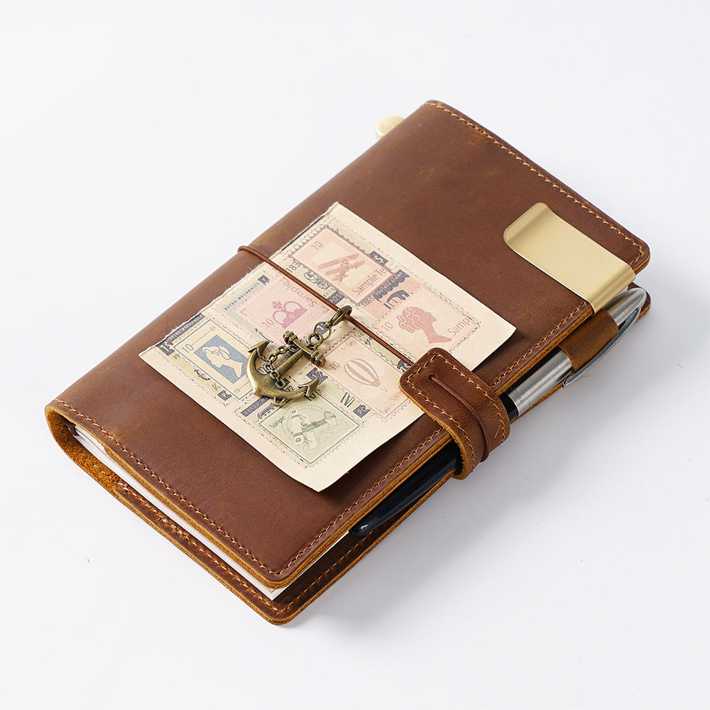 Online Wholesale Genuine Leather Cover A6 Size Inner Page Horizontal Business Notebook Diary