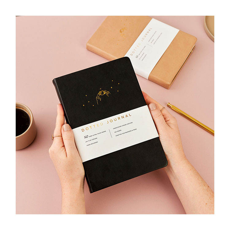 Dotted Journals Notebooks Low Moq 100gsm 120gsm 160gsm A5 Dotted Journal with Pocket Leather Customized Customize Logo Hardcover