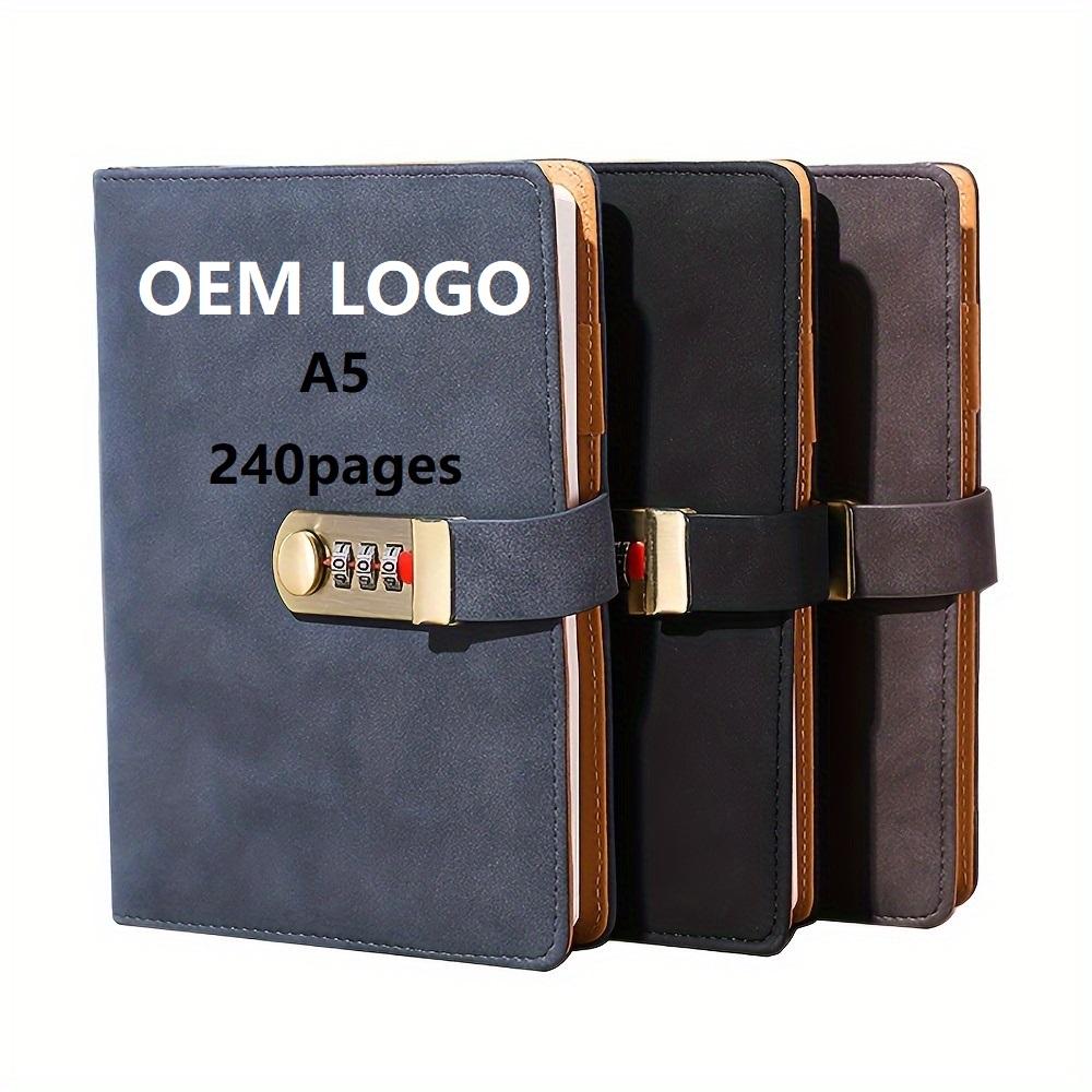 A5 Paper Hardcover Leather Business Customized Print Agenda Notebook with Retro square Button Notepad
