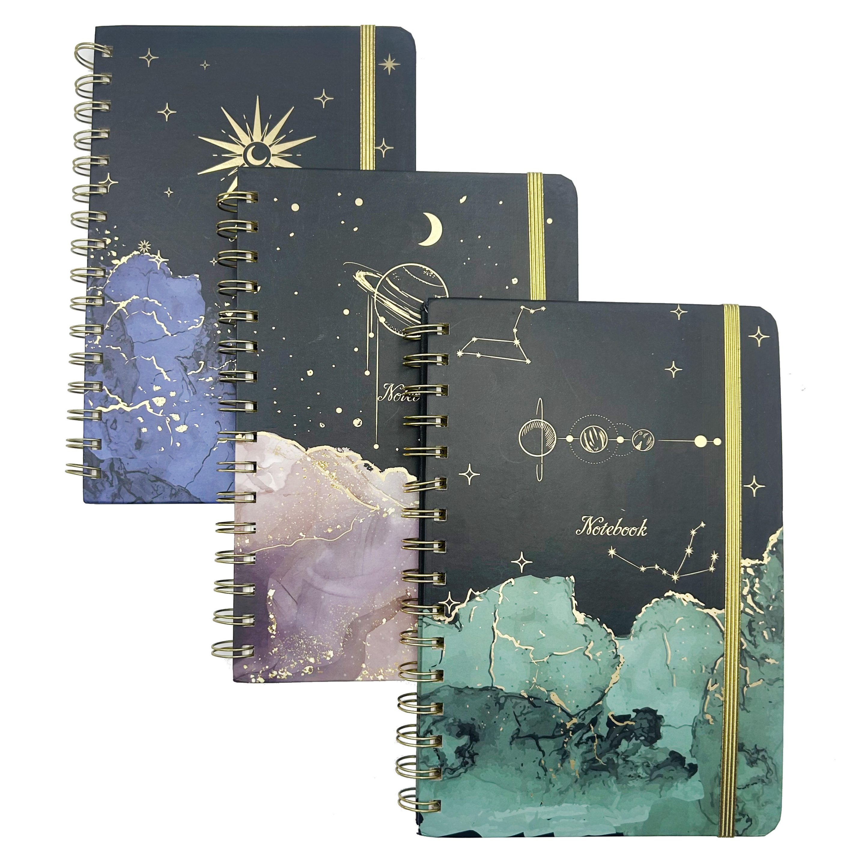 Wholesale A5 Custom Notebook Spiral Bound with Elastic Band Thread Sewing Binding Dotted Ruled PU for Office Student Journal