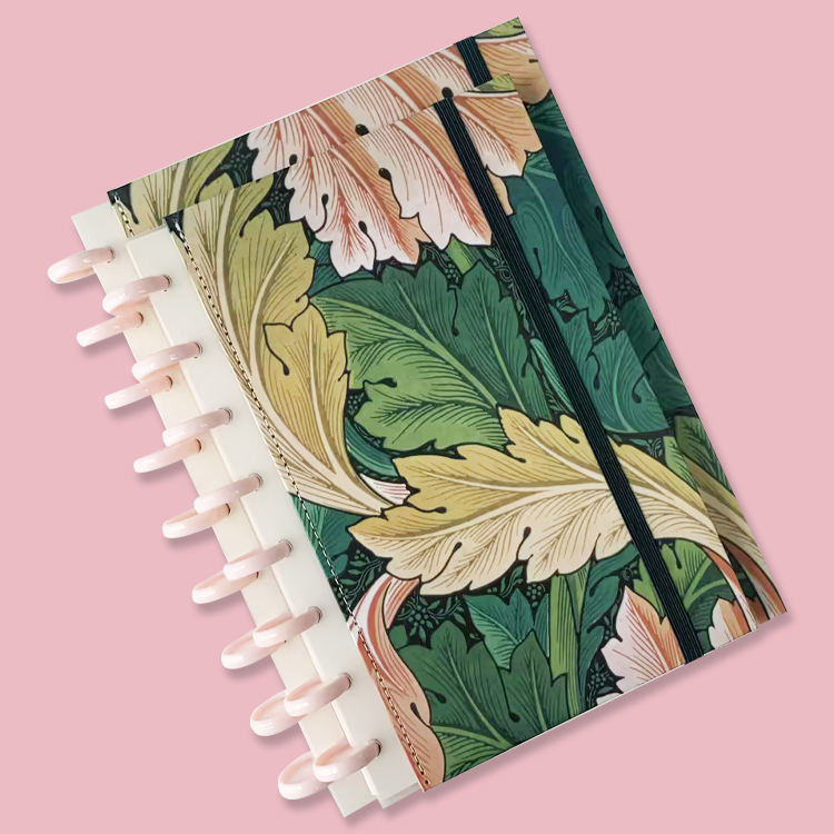 IKEYWORD Disc Bound Notebook Coated Paper Cover Custom logo Mushroom Button Binding Notebook for Students Large