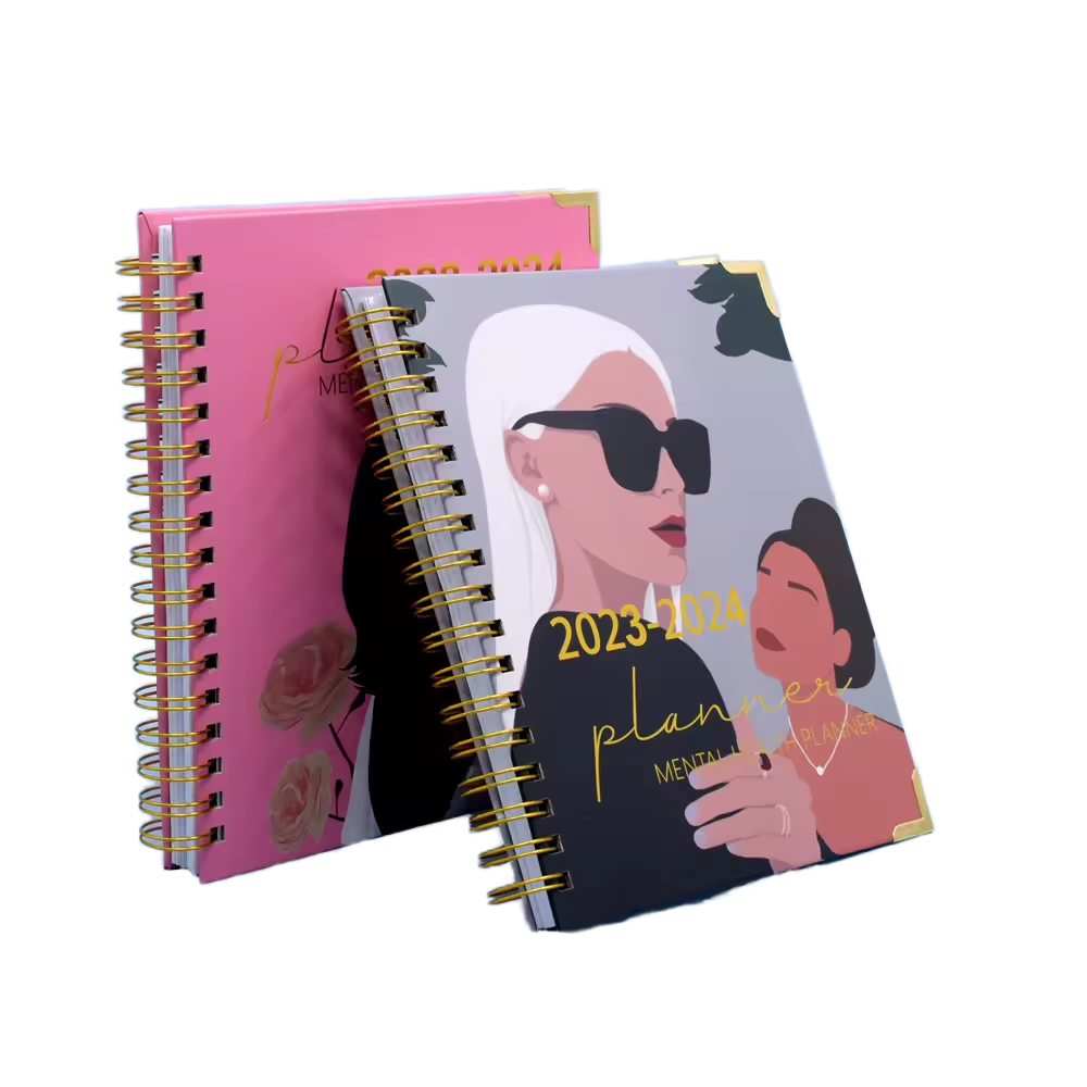 Undated A5 Kawaii pink Hard Paper Cover Spiral Diary Monthly Weekly Planner Custom Journal Notebook for School
