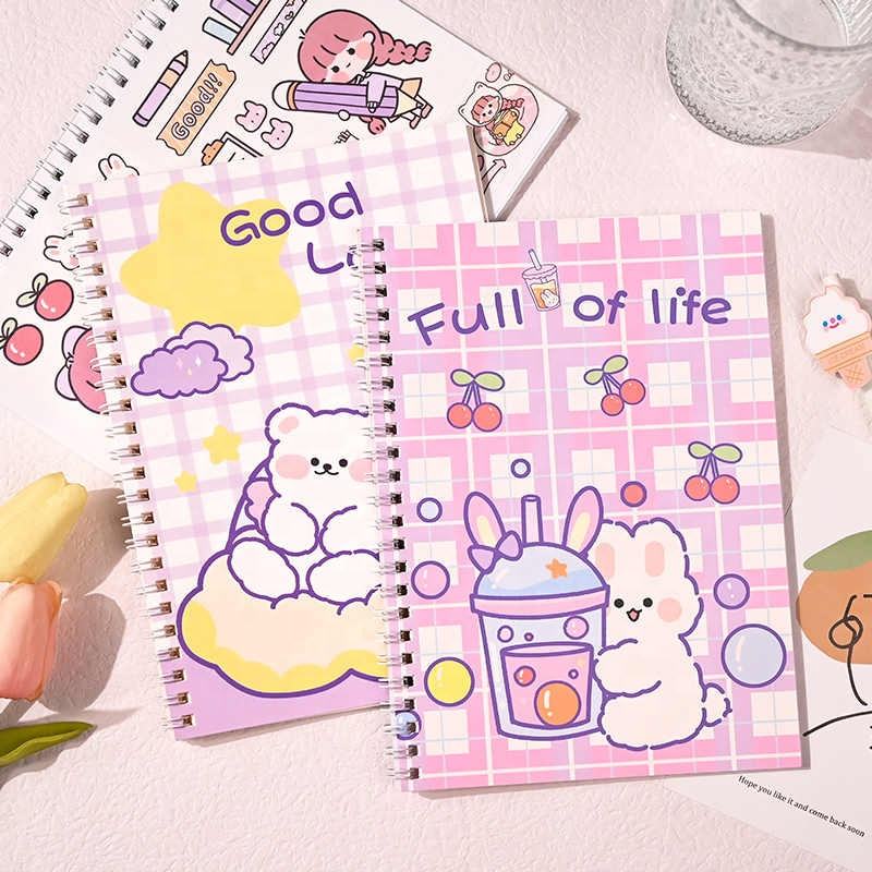 New A5 Size 5*7 Inches Thermal Loose-Leaf Spiral Binding PVC Paper Cover Reusable Pressure Releasing Notebook Sticker Note Book