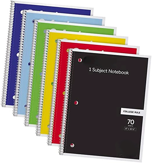 Spiral 6 Pack, 8 X 10-1/2 Inch, Color Assortment May Vary
