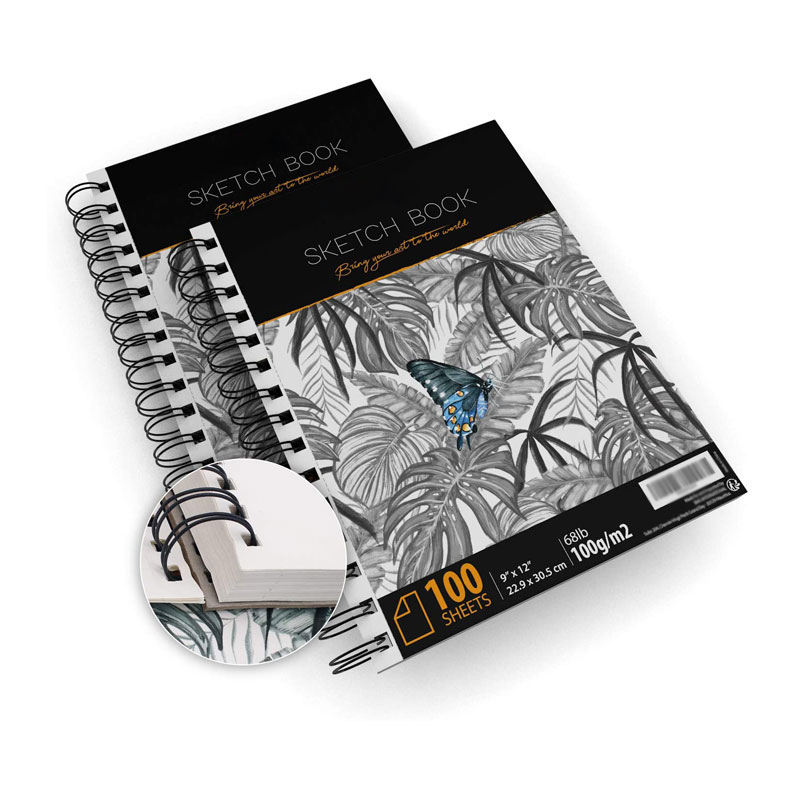 Wholesale Custom 100gsm 9x12 Premium Sketch Book Pad Spiral Perforated Pages Hardcover Bound Drawing Sketchbook