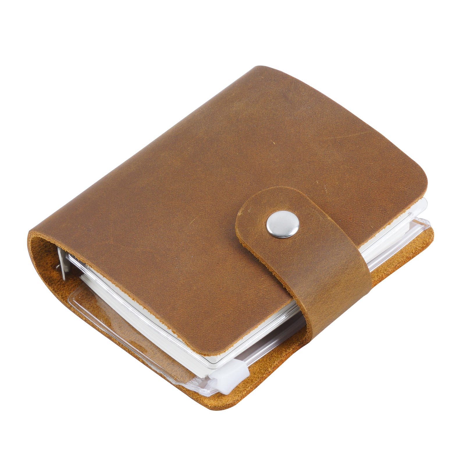 3 Ring Mini Loose-leaf Hand Book Student Portable Notebook Ring Binder School Supplies Transparent Creative Cute Notepad Leather