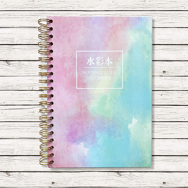 Spiral Notebook Hardcover Small Top Wire 8.5 X 11 Spiral Book Binding Mathematical Top Flip Stellar Watercolor Spiral Notebook