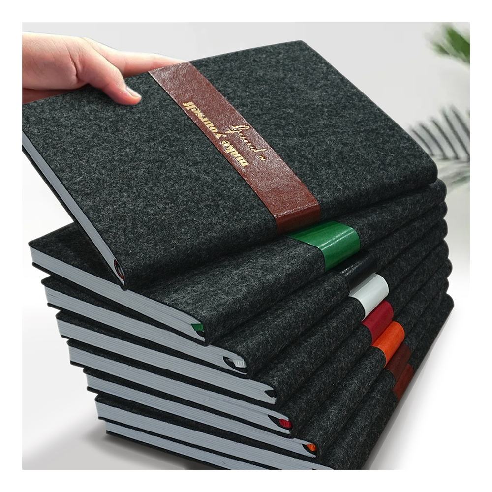 Eco Friendly Custom A5 A4 B5 A6 Felt Book Planner Softcover PU Leather Fabric Cloth Seeds Paper School Meeting Notebook Journal