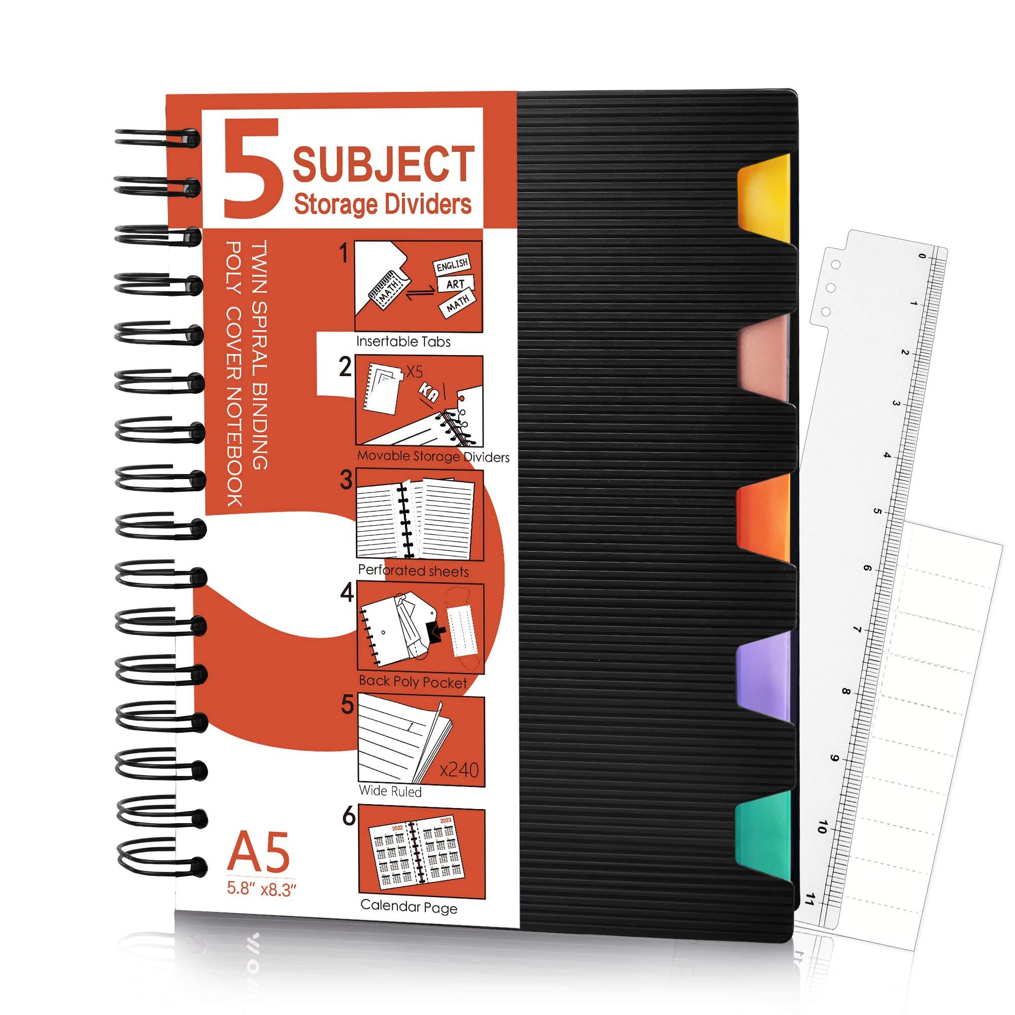 Skywing Product 2 Pack (Pink Green) 4 Subject A5 PP Hardcover Notebook Spiral Notebooks With Each 240 Pages
