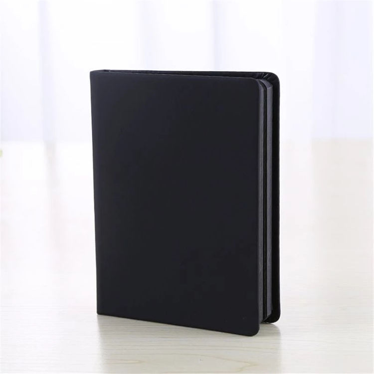 Custom A5 PU Hardcover Journal Plain Black Paper Notebook Black Paper Notebook