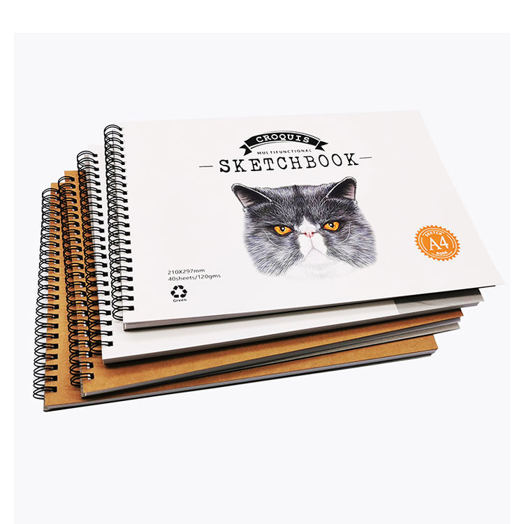 160gsm Hard Kraft Cover Spiral Binding Blank Sketch Book Drawing Painting Sketch Notebook