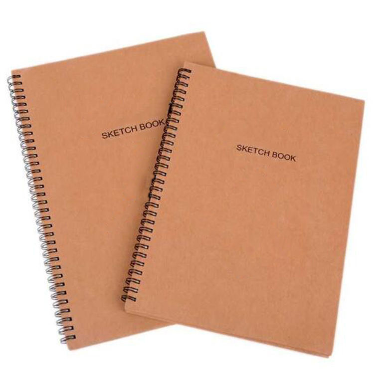 XinyiArt 80 Sheets Black Brown Hardcover Sketch Pad Top Spiral Bound Kraft Cover Sketchbook Color Pencil Paper Pad for Adu