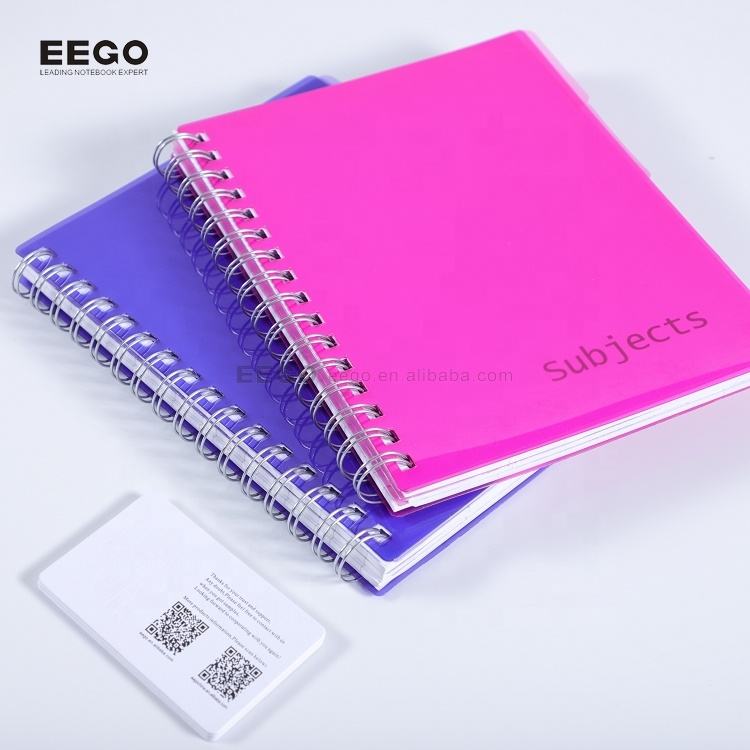 A4 A5 500PAGES Factory Wholesale African Colorful 5 Subject PP Cover Spiral Notebook with Dividers