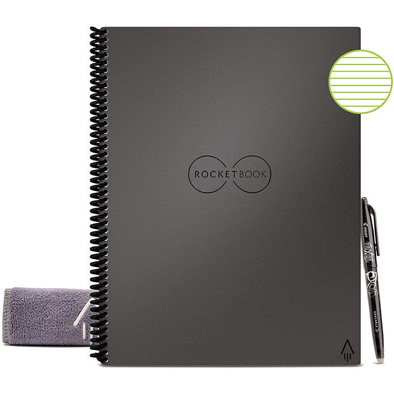 Reusable smart notebook, innovative, eco-friendly, digitally connected notebook,6 "x 8.8",36 packs, unlimited black, pen, cloth,