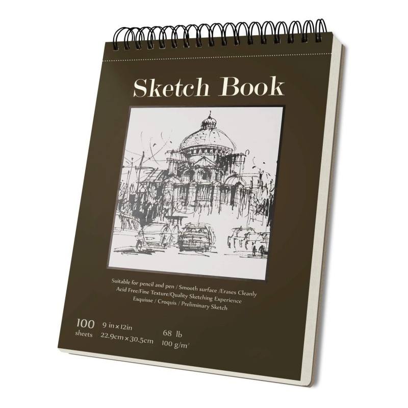 Custom Handmade Leather Sketchbook Cover Artist Sketch Pad Holder for Top Spiral Bound Sketch Book With Drawing Book Pencil Case