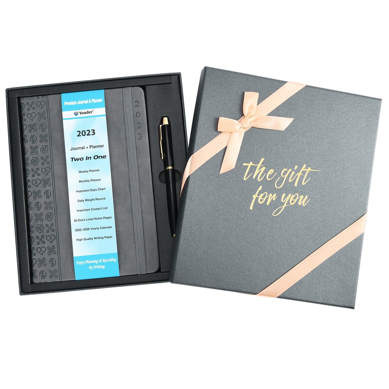 Custom Logo Luxury Corporate Gift Set Refillable Stationery Notebook Water Bottle Set A5 Business Leather Thermos Cup Journal