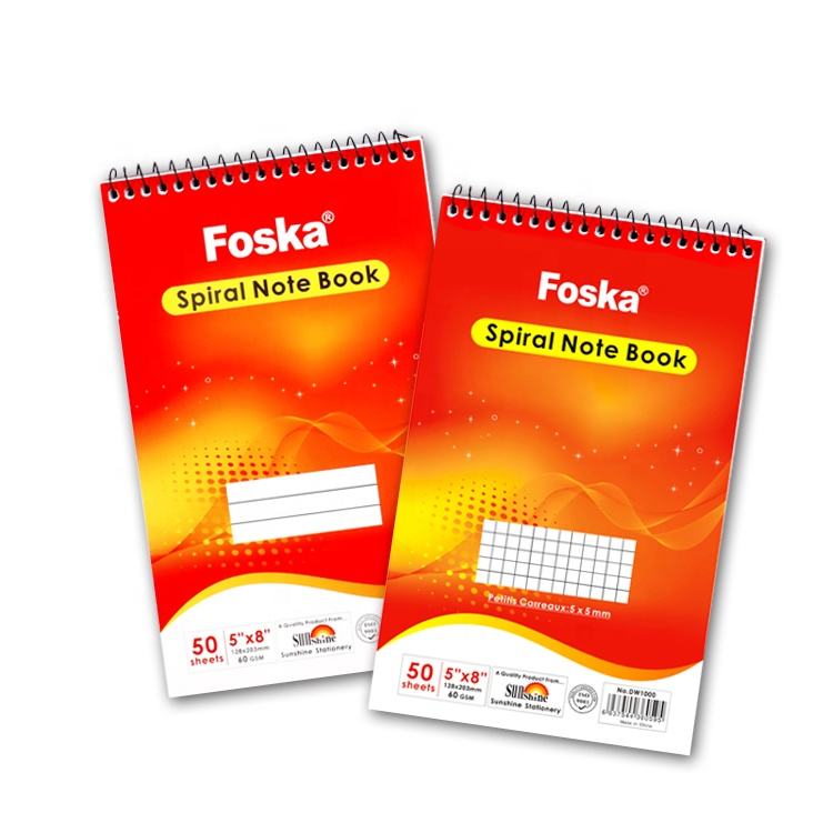 Factory Wholesale Customized Stationery A5 Lined Twin- Spiral Notebook 17.3*24.6cm-Red