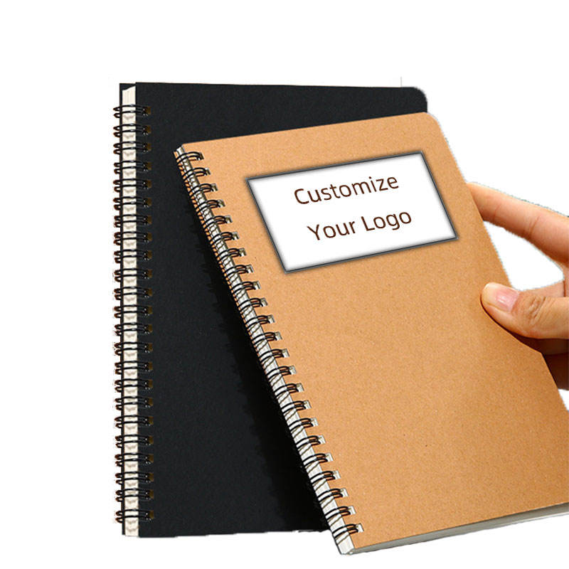 Custom Logo Eco-friendly A5 Spiral Notebook Folding Kraft Cover Memo Sticky Notepad with Pen Promotion Small Book
