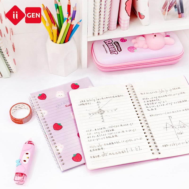 IIGEN Strawberry Rabbit Notebook Wide Ruled Spiral Bound Notebooks Pastel Color Cute School Hardcover Notebooks 60Pages