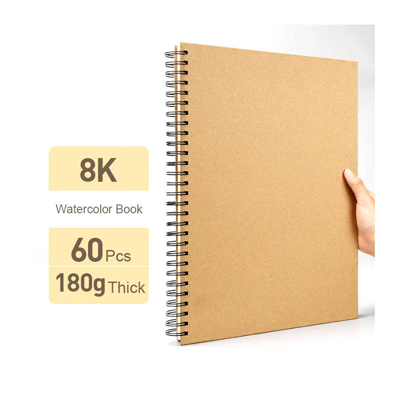 Professional Sketch Notebook A5 A3 A4 ECO Hard Kraft Cover Coil Notebook 60 Sheets Blank Inner Page Spiral Notebook for Students