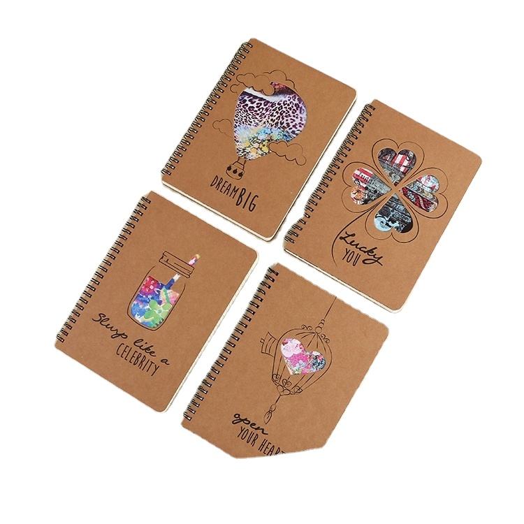Kraft Paper Diary with Printing Spiral A5 A4 Size Customized Promotion for School Kids Student Exercise Book Hardcover