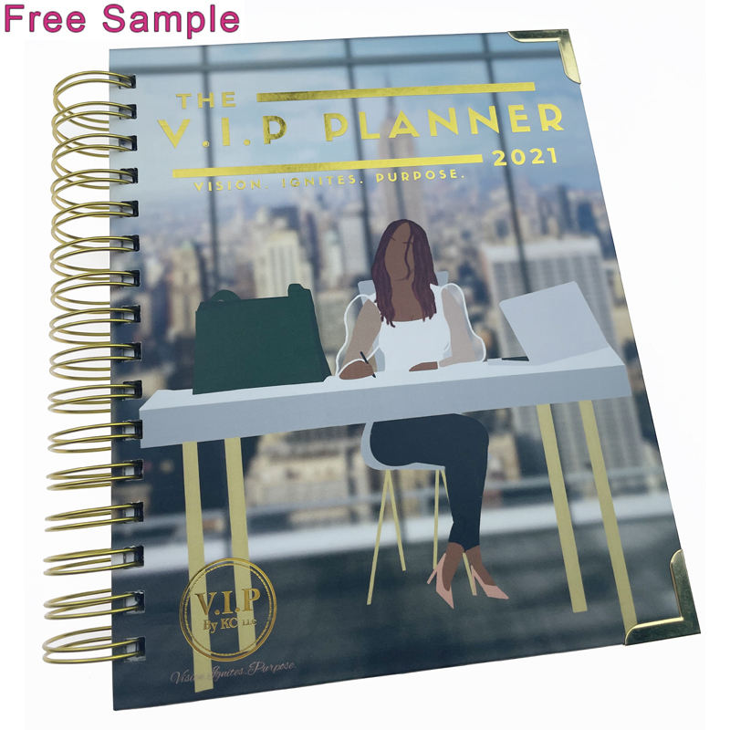 Free Sample Custom 2024 Hardcover Spiral Journals Planner Diary Notebook Agenda With Dividers Pocket Printing