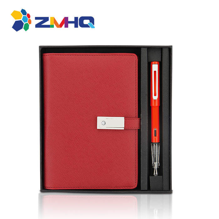 New Arrival Custom Fountain Pen Hardcover Notebook Power Bank Plus & A6 PU Leather Gift A5 Diary 1 Set Leather Notepad with Pen