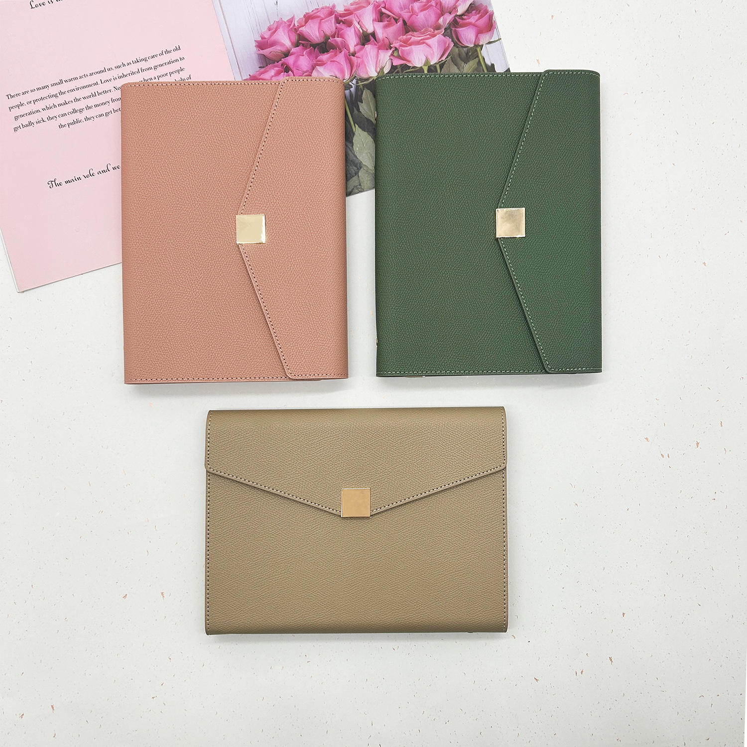A6 A5 B5 Plastic Clear PVC Budget Binder Transparent Refillable Loose Leaf Ring Binder Notebook with Leather Snap