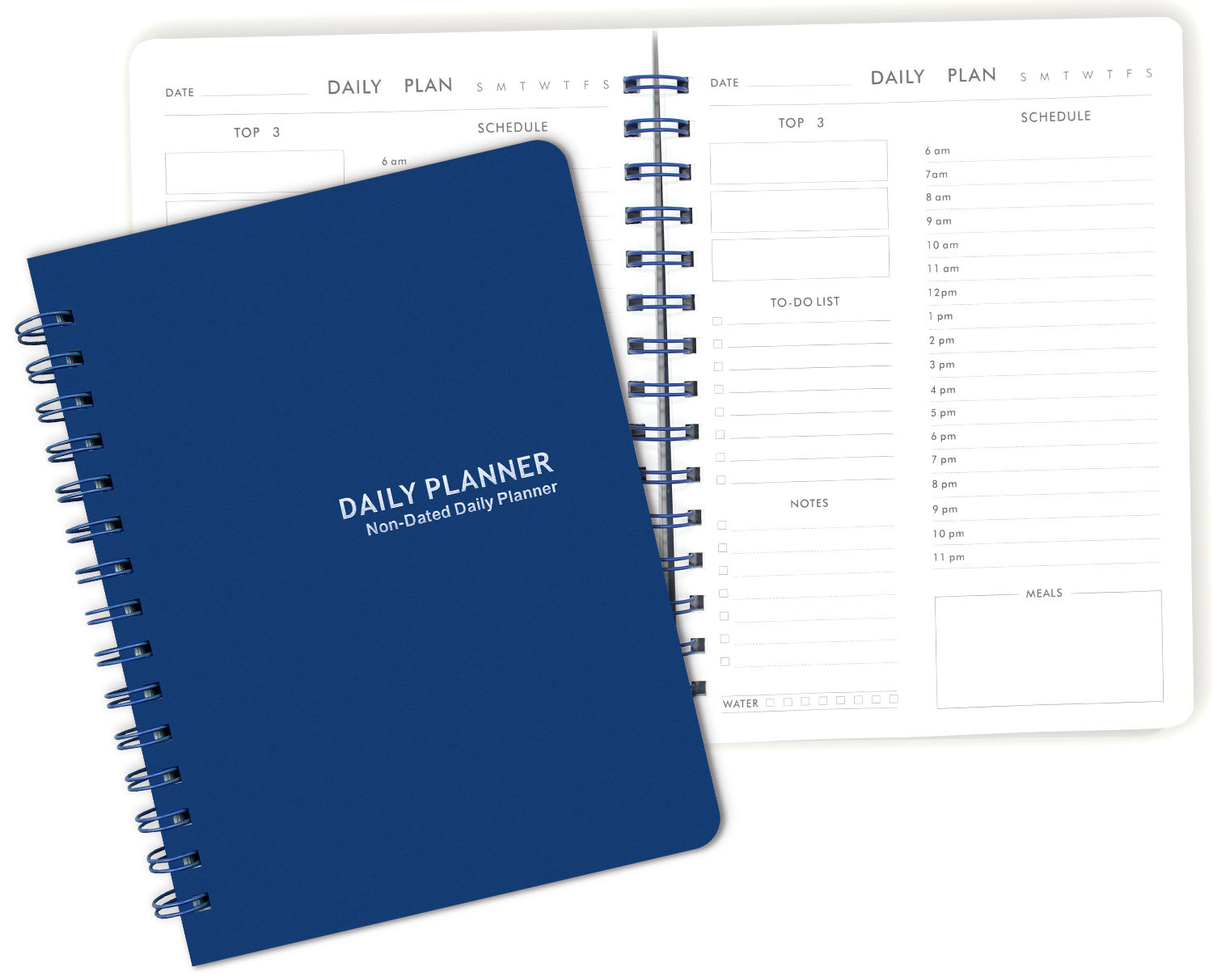 Different Leather Cover A4 Custom logo Non Dated Day Daily Spiral Planner Notebook