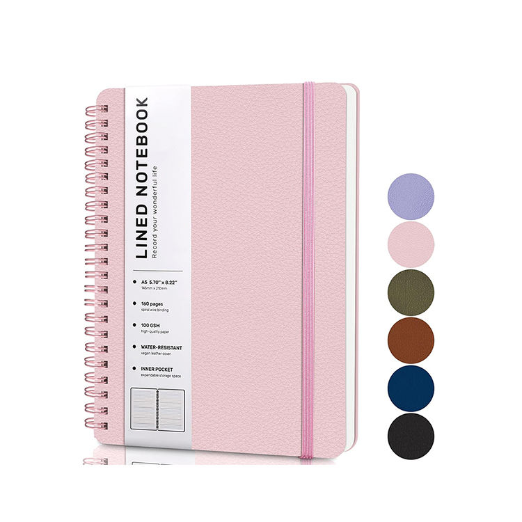Personalized Custom School Supplies A5 Wide Ruled Planner Journal Diary PU Leather Writing Notebook with Ball Pen