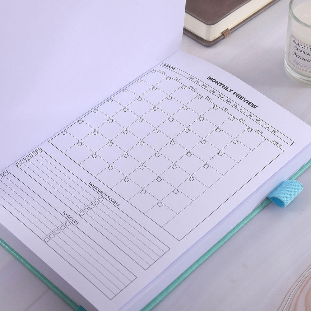 40 50 60 100 120 Page Sheets Diaries Daily Custom A5 Leather Planner Cover Printing Dotted Hard Leather Journal Notebook