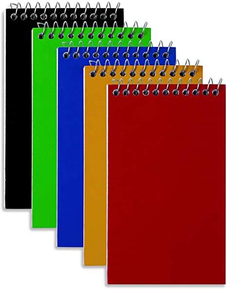 The Office Wire Bound Spiral Memo Books, Memo Pads, 3" X 5", College Ruled, Small Notepad 3x5, Assorted