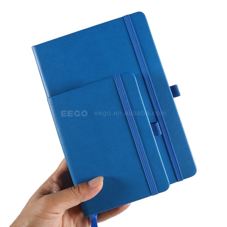 Custom Printing Navy Blue A4 Note Books Plain A5 Pu Leather Small Journal Hard Cover Notebook With Pen